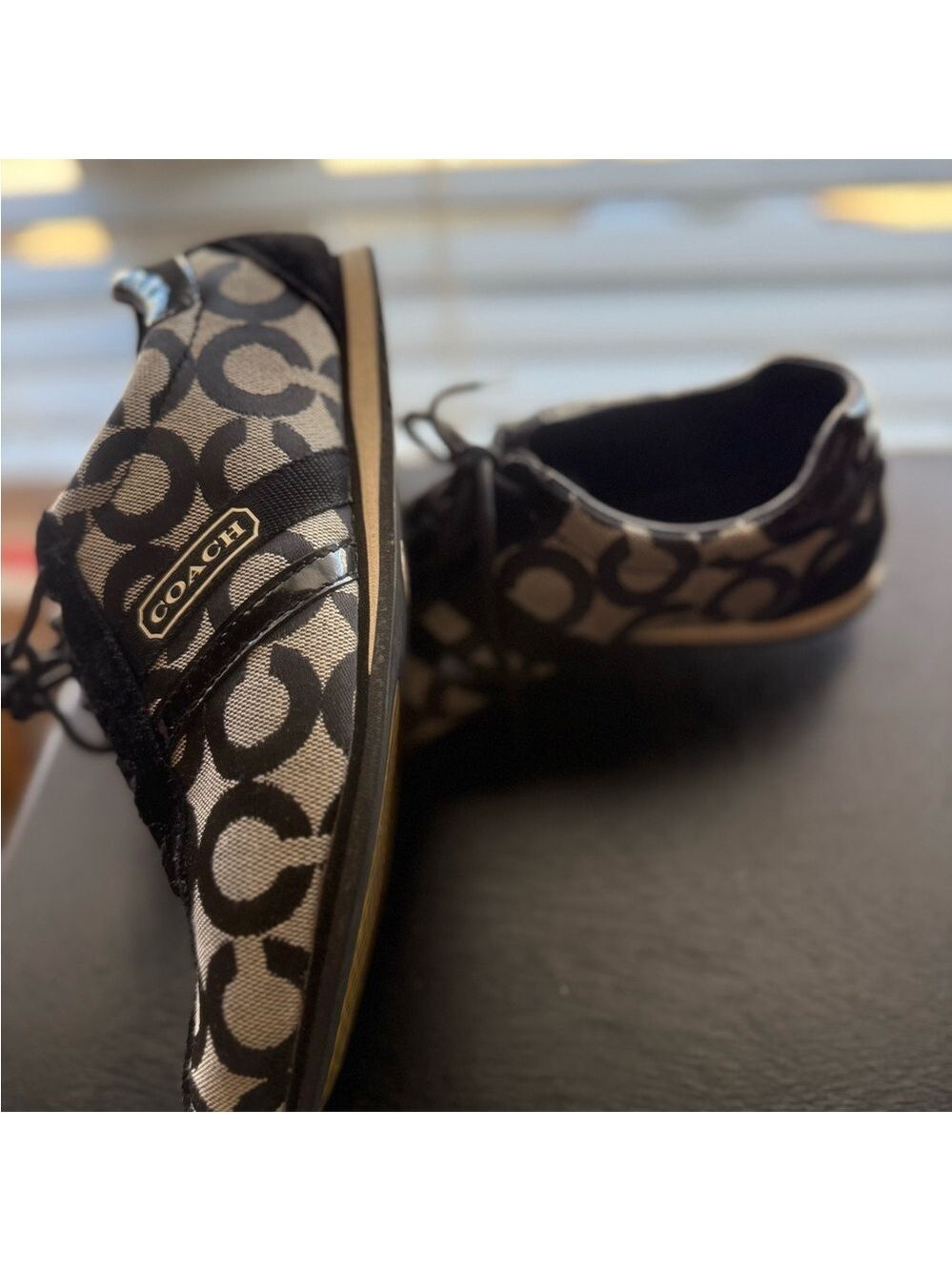 Coach Black and Cream Patterned Sneakers - Picture 2 of 9